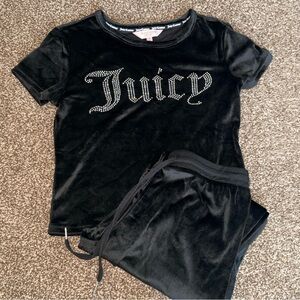 Juicy Couture Black Velour Rhinestone Set